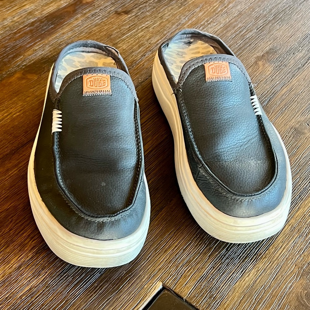 Black leather hey dude Austin lift Slip-On Casual Shoe